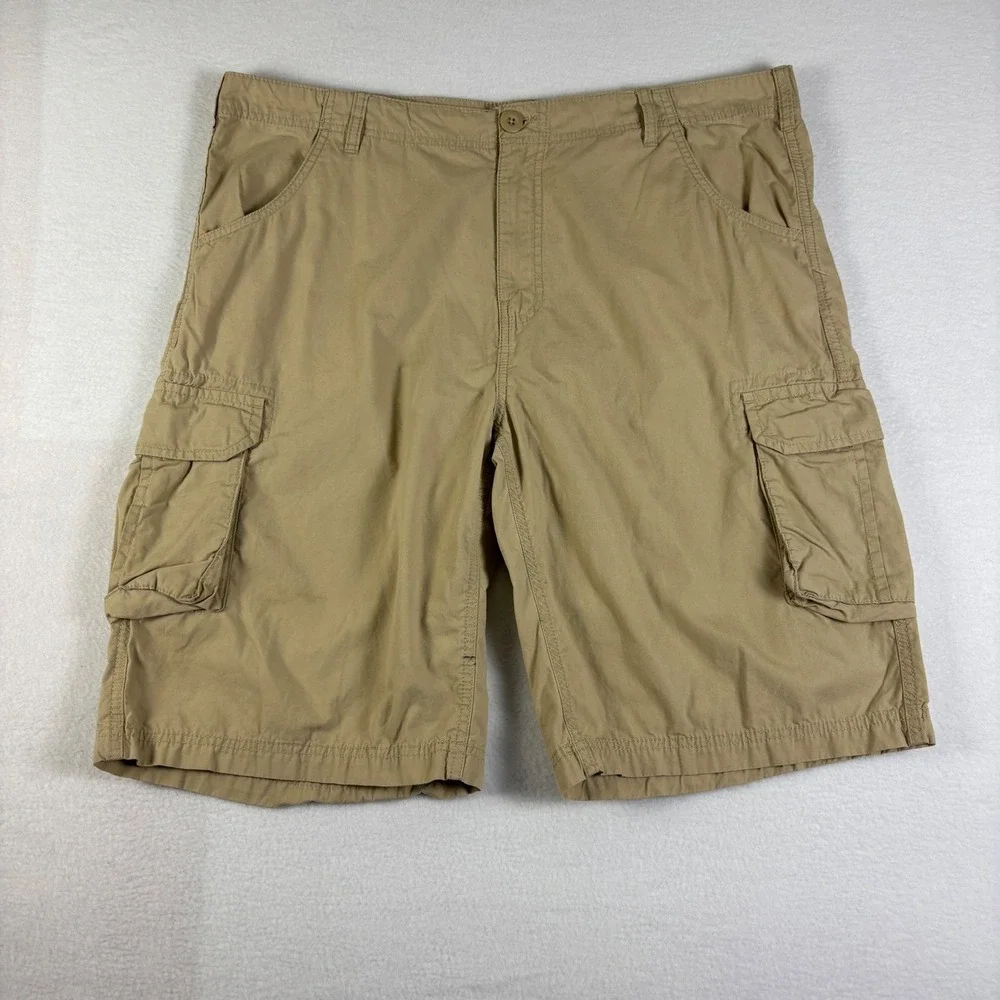 Mens Tan Cotton Twill‎ Cargo Shorts Casual Outdoor Utility Khaki Size 40